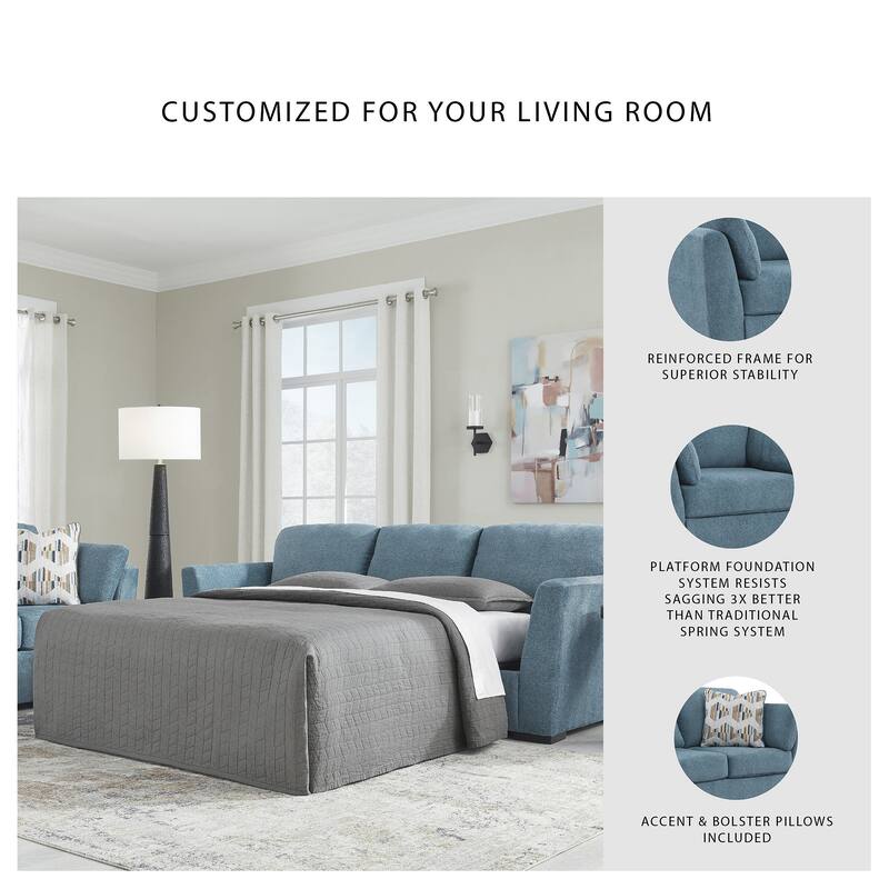 Signature Design by Ashley Keerwick Teal Queen Sofa Sleeper - 94" W x 41" D x 39" H