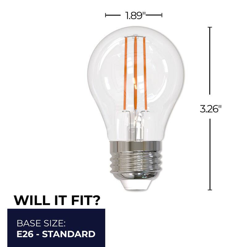 Bulbrite LED Filament Pack of (4) 7 Watt Dimmable A15 Light Bulb with Clear Glass Finish and Medium (E26) Base