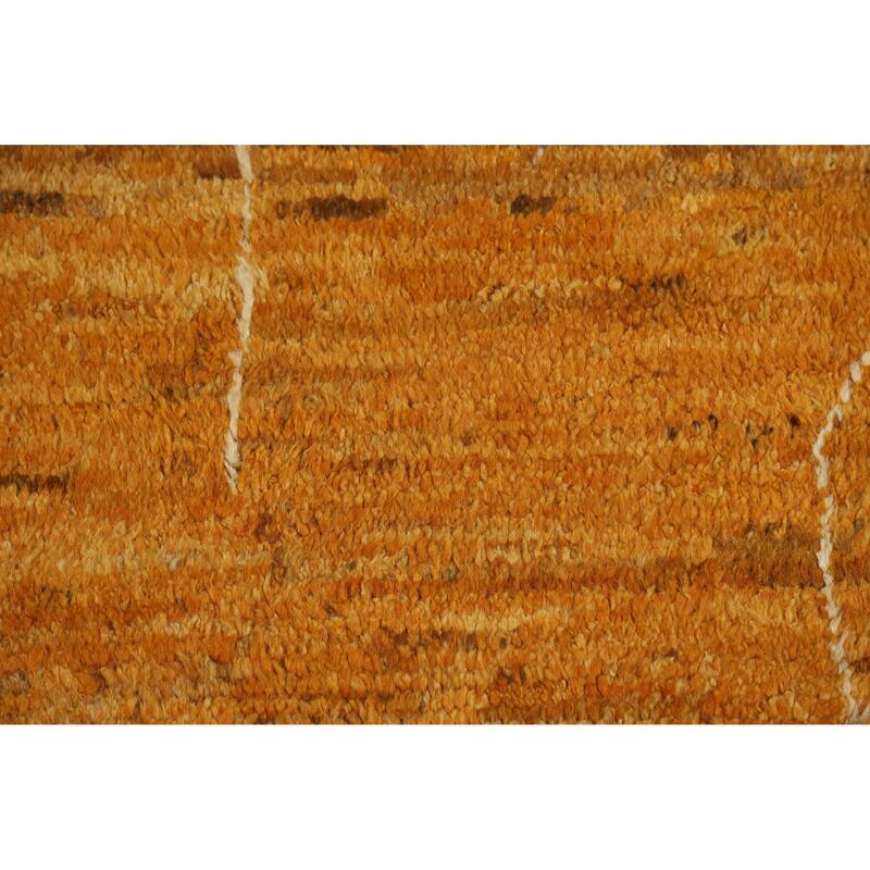 Moroccan Oriental Area Rug Hand-Knotted Orange Tribal Wool Carpet - 5'6" x 7'6"