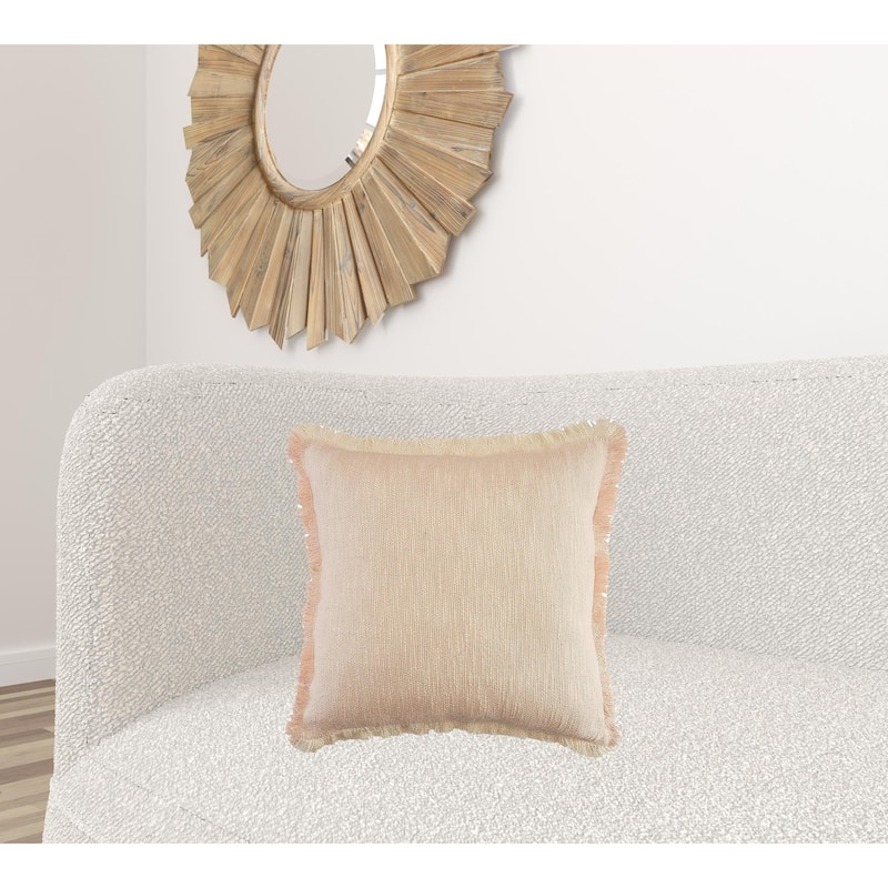 HomeRoots 20" X 20" Light Pink And Cream 100% Cotton Abstract Zippered Pillow
