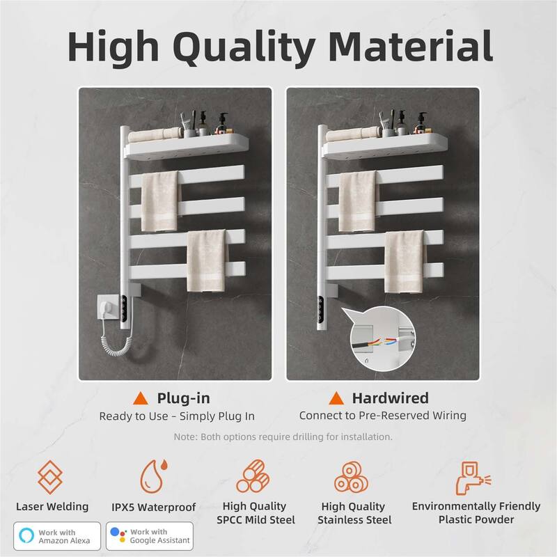 Smart Rotating Heated Towel Rack for Bathroom,Towel Warmer