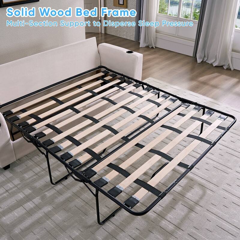 Mixoy Pull Out Loveseat Sofa,Sleeper Sofa Bed with Mattress,Cup Holder