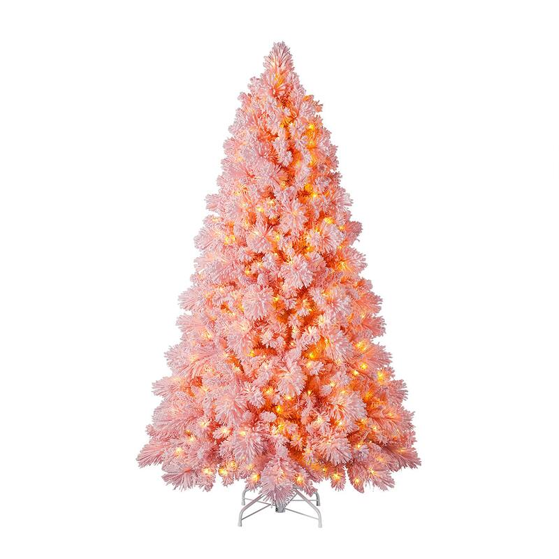 Home Heritage Rotating Tree Stand Base w/ Snowdrift 6.5 Ft Pre-Lit Holiday Tree