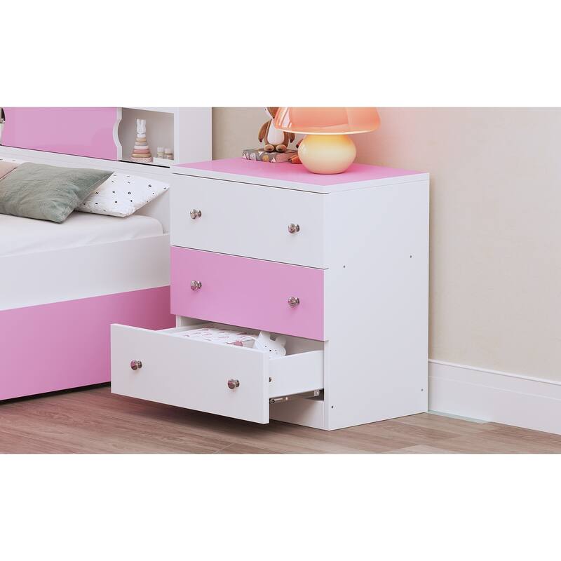 3-Drawer Wooden Nightstand