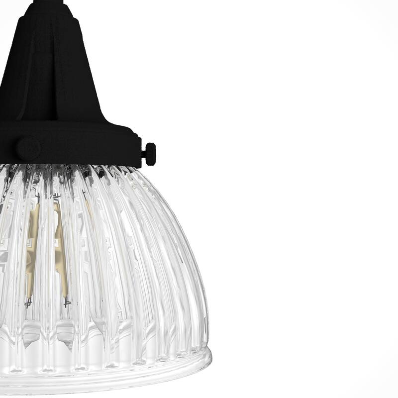 Hunter Cypress Grove 4-Light Linear Chandelier - Kitchen Island, Dining Room - Clear Fluted Glass - Transitional, Industrial