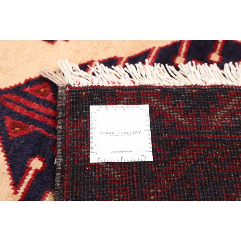ECARPETGALLERY Hand-knotted Baluch Cream, Red Wool Rug - 3'3 x 5'11