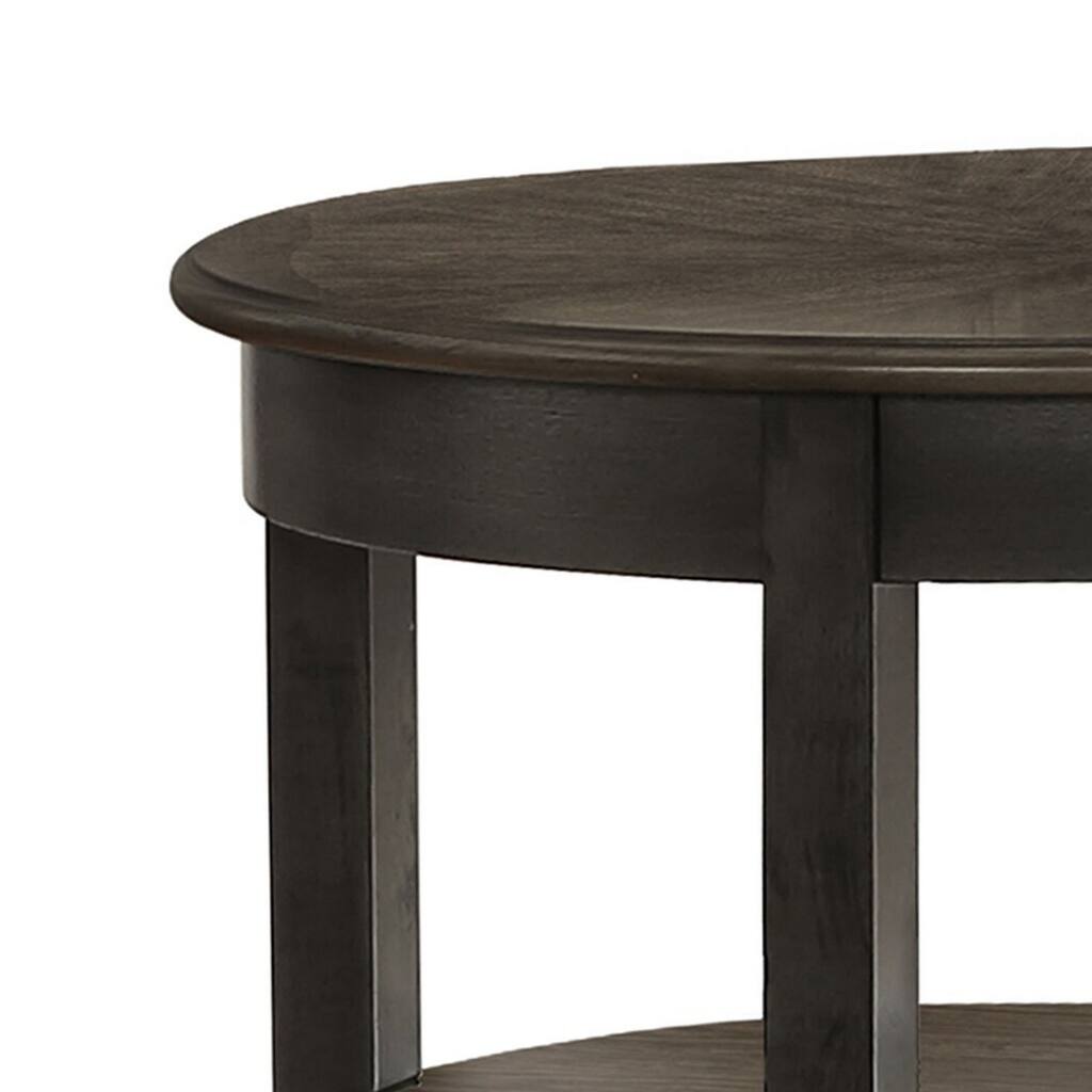 Coli 26 Inch Oval Side End Table, Open Shelves, Solid Wood Frame, Brown ...