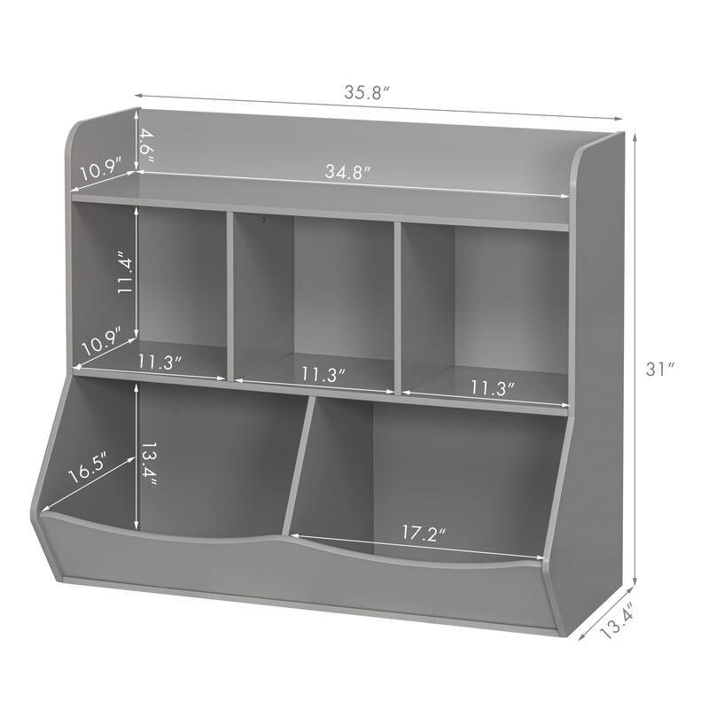 UTEX Toy Storage Organizer with Bookcase, Kid’s Multi Shelf Cubby for Books,Toys