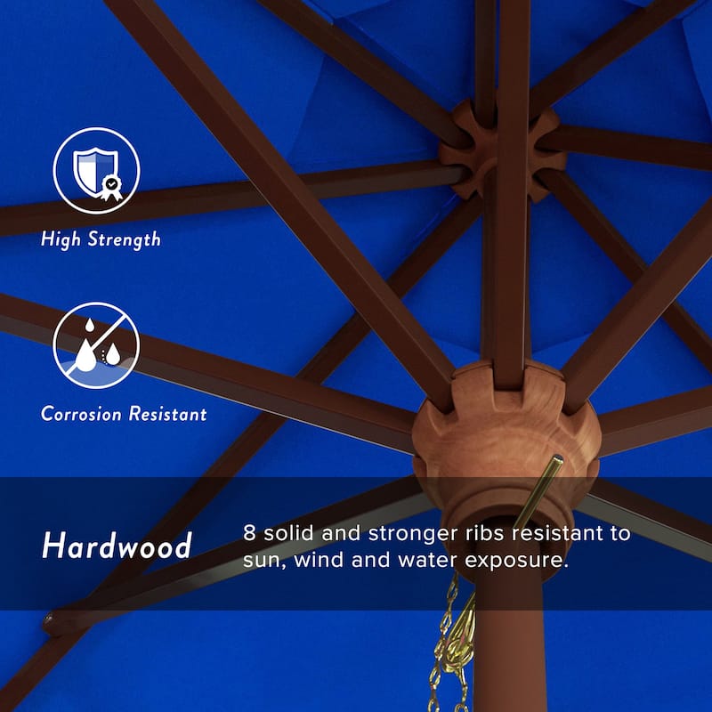 Port Lavaca 7.5ft Round Sunbrella Wooden Patio Umbrella by Havenside Home, Base Not Included