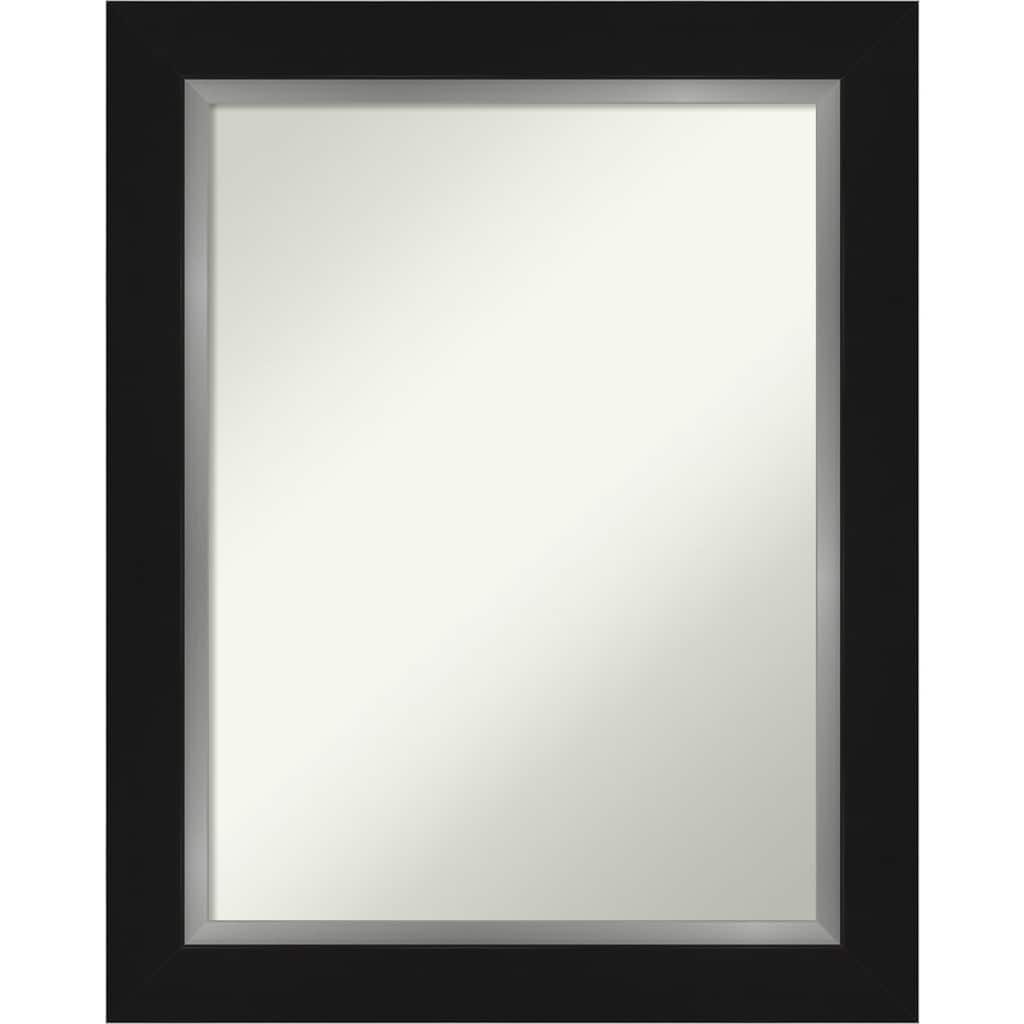 Non-Beveled Bathroom Wall Mirror - Eva Black Silver Frame