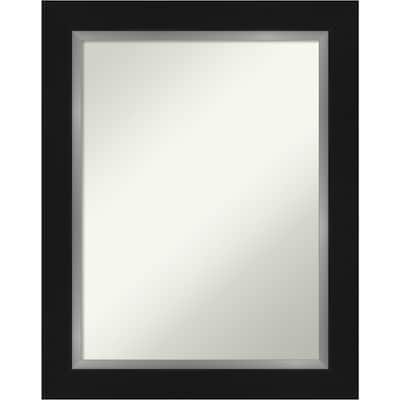 Non-Beveled Bathroom Wall Mirror - Eva Black Silver Frame