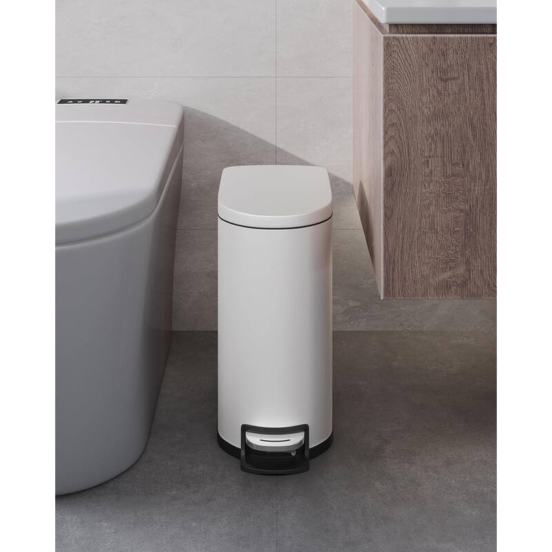 13.2 Gallon and 2.6 Gallon Stainless Steel Trash Can Combo Set with Removable Inner Drum for Kitchen, Bathroom, Office