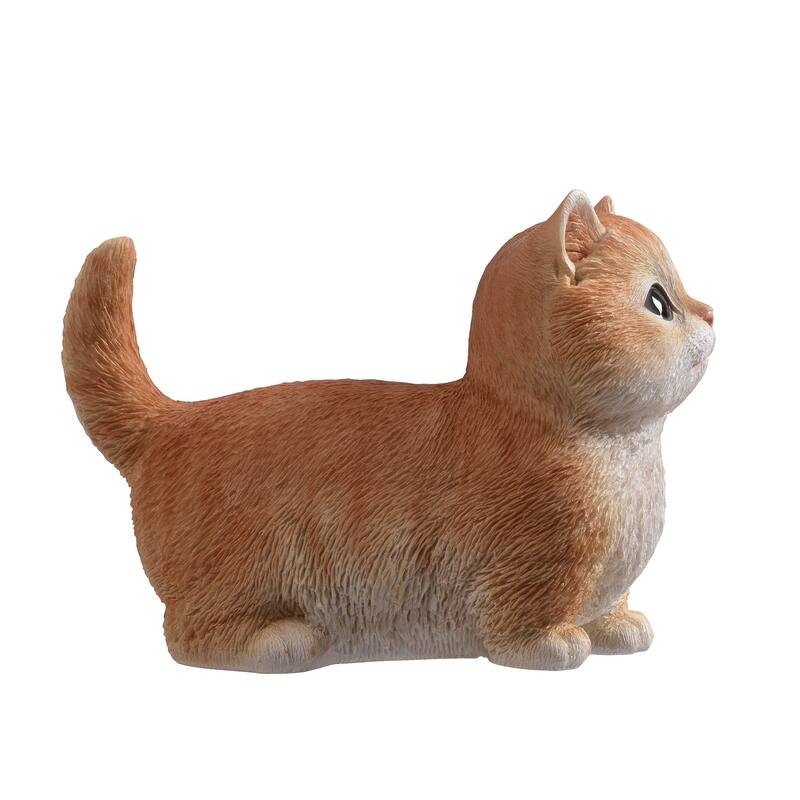 Sitting Tabby Cat Kitten Outdoor Garden Statue - 8"