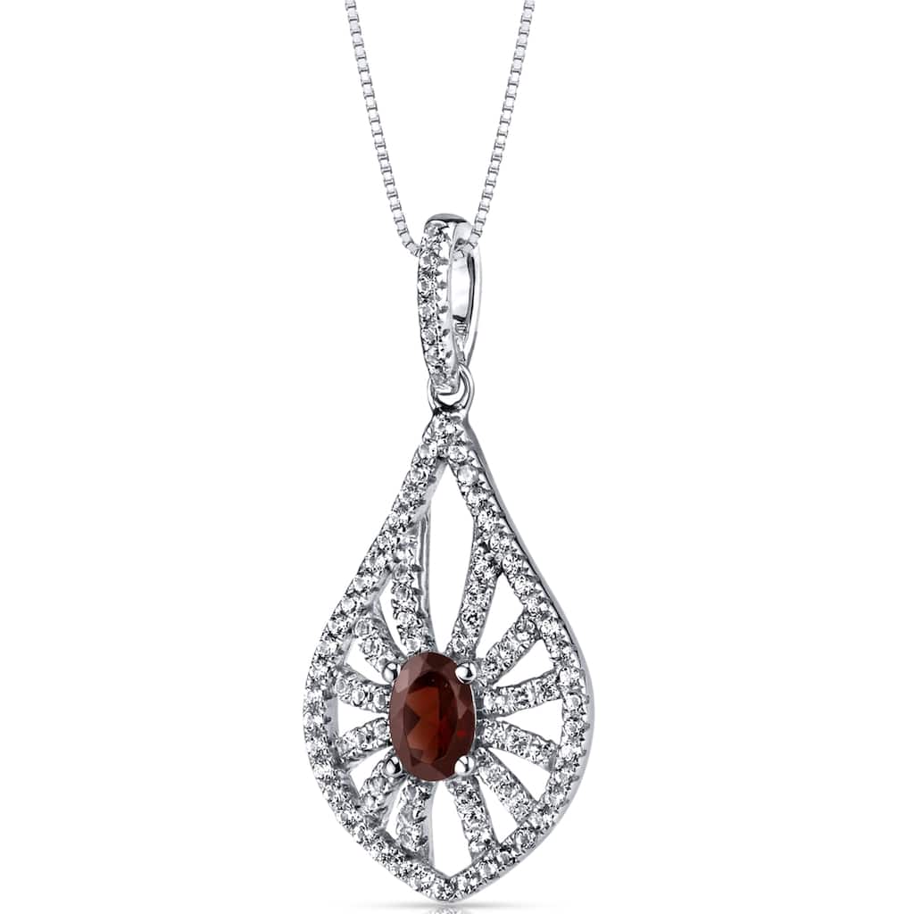 Oravo 14k White Gold Garnet Chandelier Pendant 0.50 cts
