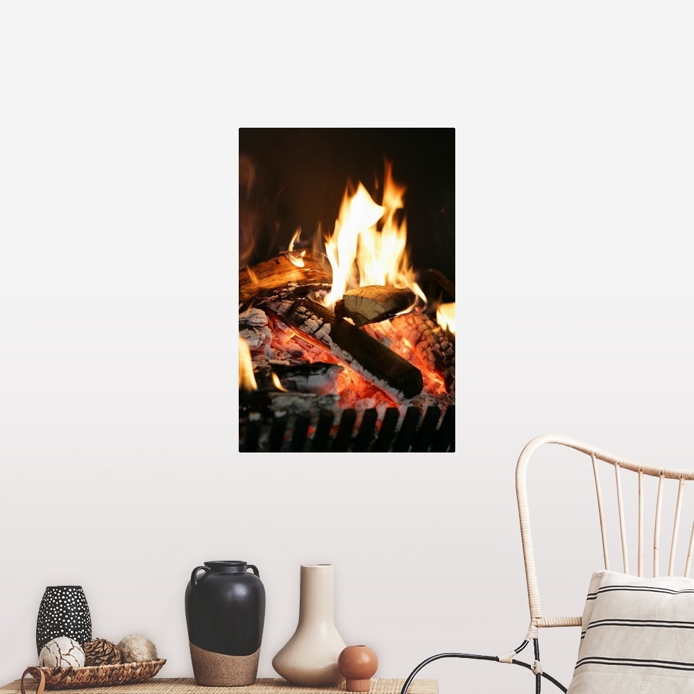 Shop Burning Logs In Fireplace Poster Print Overstock 25517244