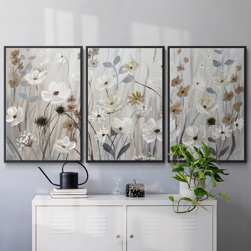 Misty Meadow Field - Multi Piece Framed Canvas