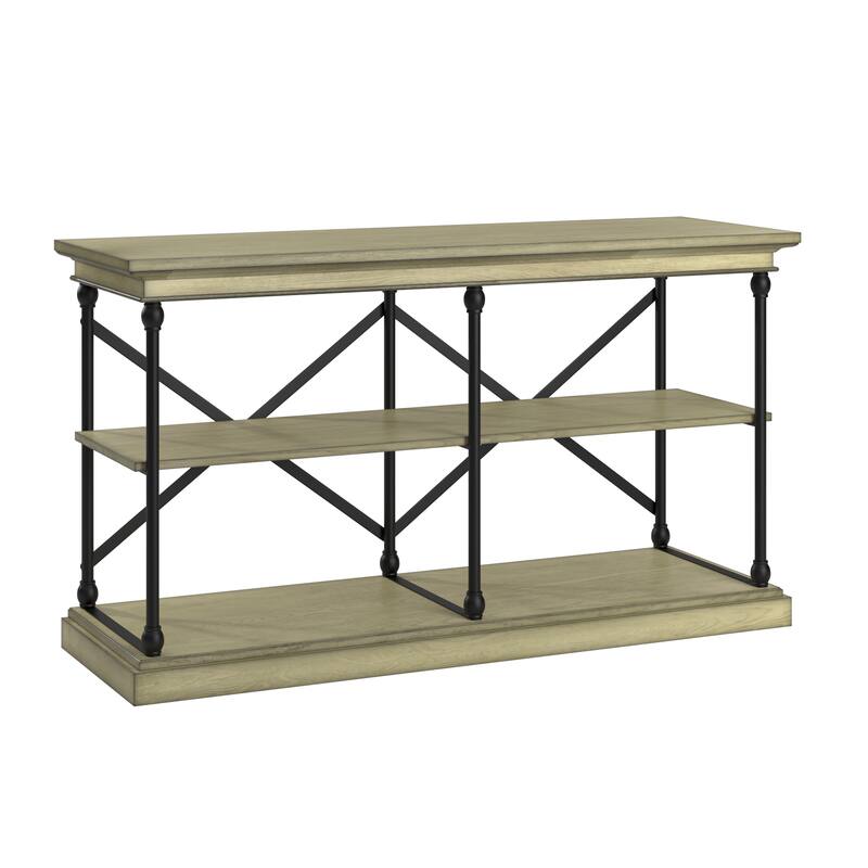 Barnstone Cornice Iron and Wood Entryway Console Table by iNSPIRE Q Artisan - Ivory White