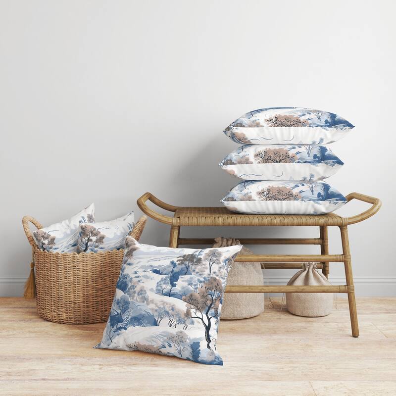 Leaf Magic Stories Faux Suede Reversible Throw Pillow Blue and Pink
