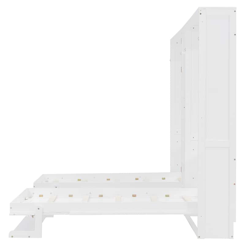 Roomfitters Twin Wall Murphy Bed System with Center Storage Shelves, Convertible Fold Down Sleeper Cabinet