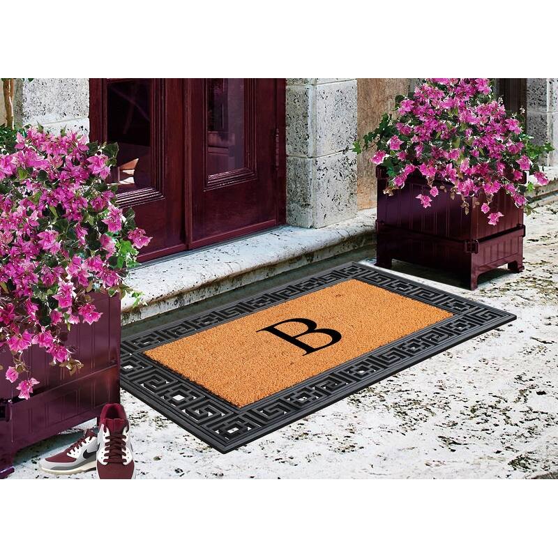A1HC First Impression Carson Rubber and Coir 24" X 36", Heavy Duty, Easy to Clean Outdoor Monogrammed Doormat