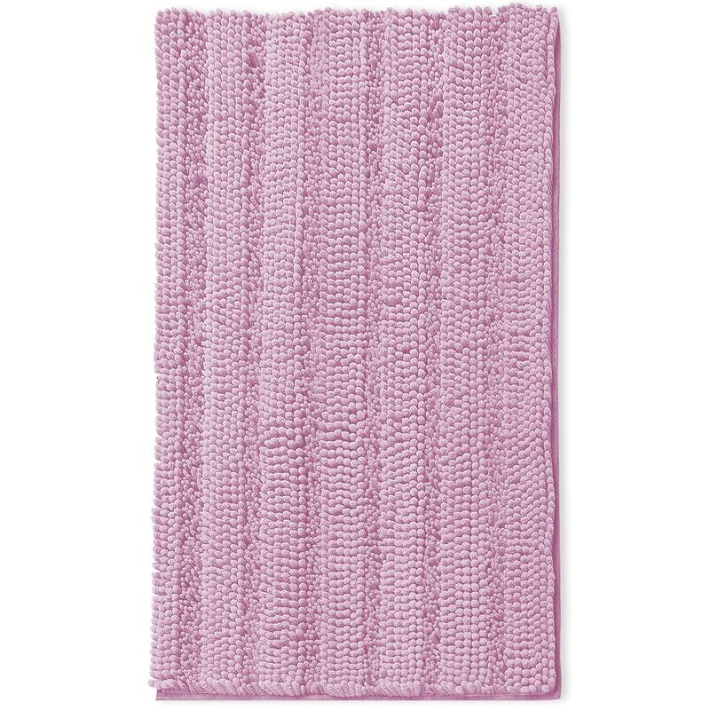 Clara Clark Chenille Extra Soft and Absorbent Bath Mat - Non Slip Fast Drying Bath Rug Set - Large 44x26 - Lilac