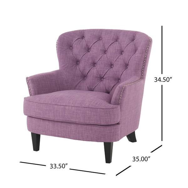 dimension image slide 3 of 4, Tafton Tufted Oversized Fabric Club Chair by Christopher Knight Home - 33.50" L x 35.00" W x 34.50" H