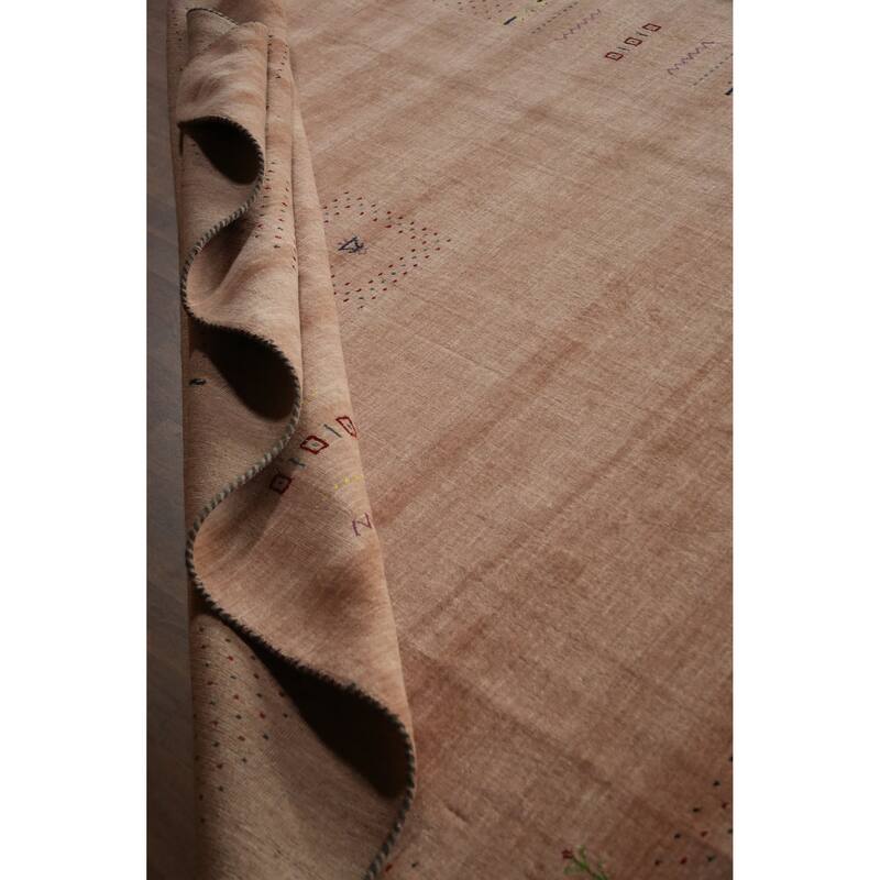 Hand Knotted Oriental 100% Wool Carpet Tribal Tribal Peach Gabbeh Area Rug - 9' 11'' X 8' 3''