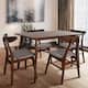 Zenvida Mid Century 5 Piece Dining Set Wood Table Fabric Chairs Seats Four - Grey
