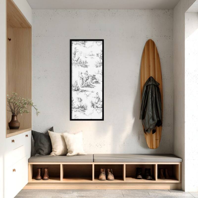 Amanti Art Framed Fabric Pinboard Toile Design in Grey by Baxter Mill Archive Printed Bulletin Board