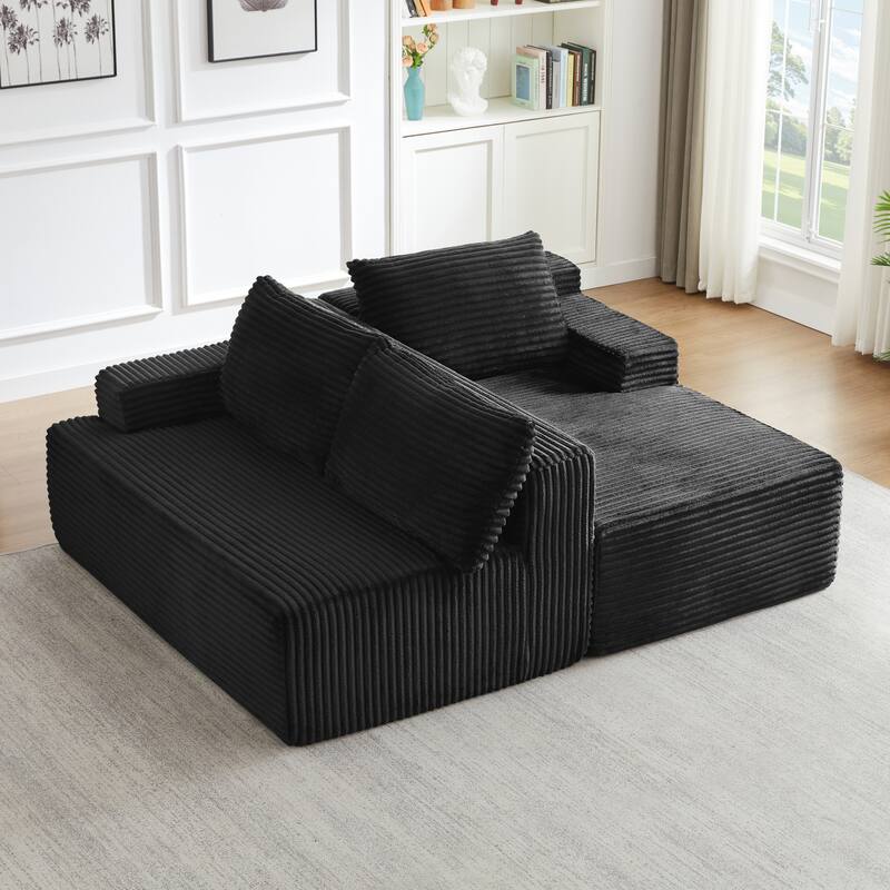 L-Shaped Modular Sectional Sofa with Chaise Lounge, Comfy Corduroy Deep Seat Cloud Couch, Compressed 4 Seat Corner Sofa