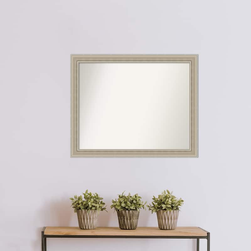 Mezzo Silver Non-Beveled Wood Framed Wall Mirror - Mezzo Silver