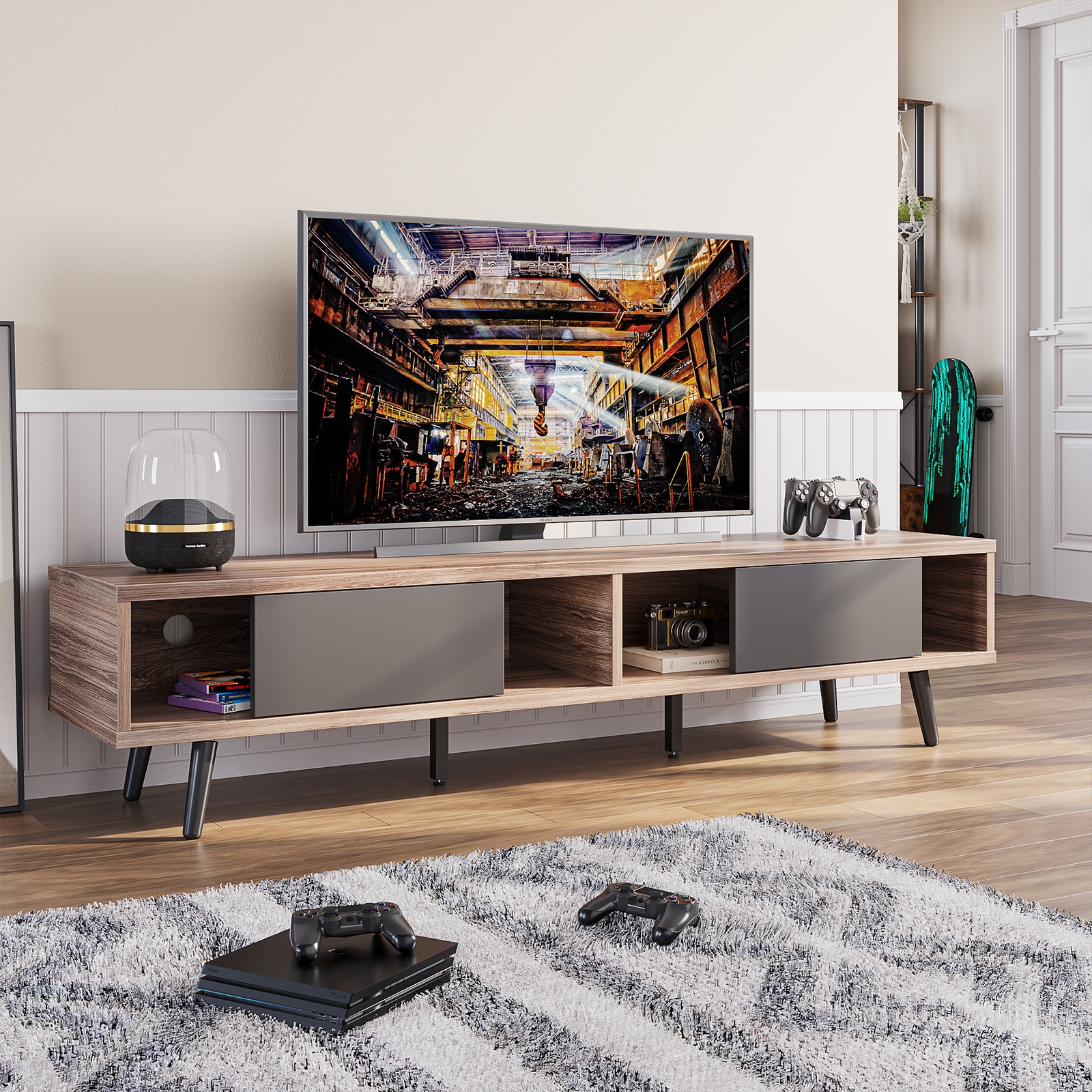Wood mid century outlet modern tv stand