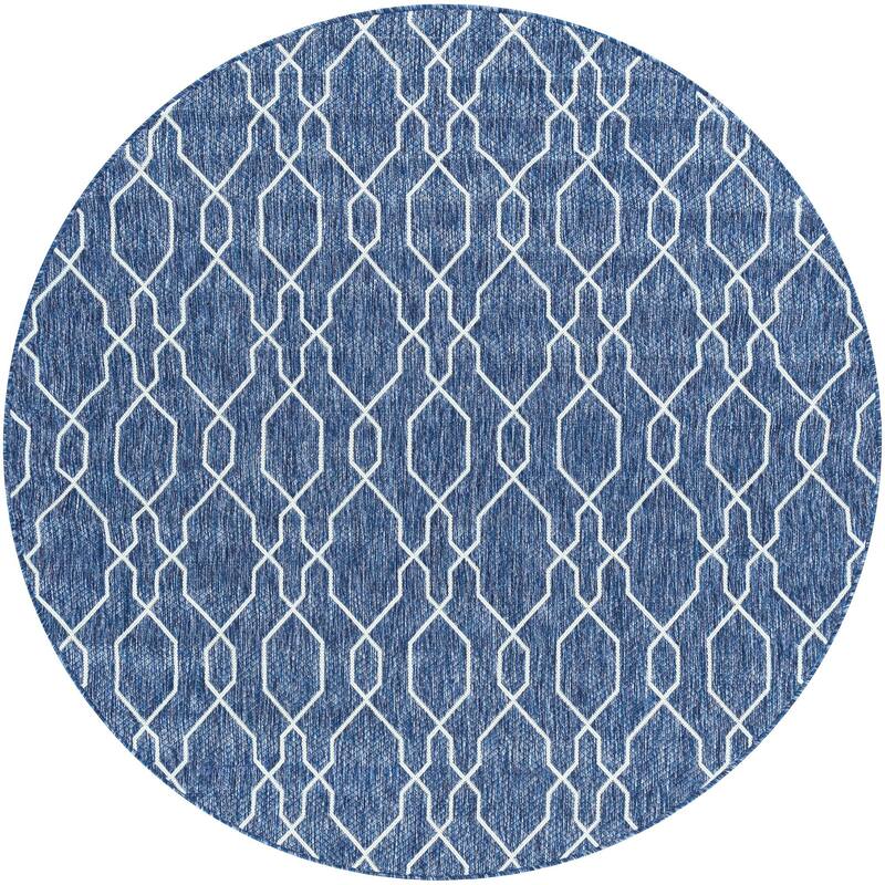Livabliss Eagean Indoor/ Outdoor Trellis Area Rug - 6'7" x 6'7" Round - Blue
