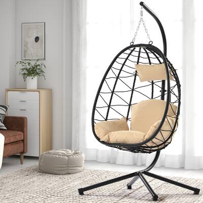 Indoor Outdoor Egg Chair with Stand for Bedroom Living Room