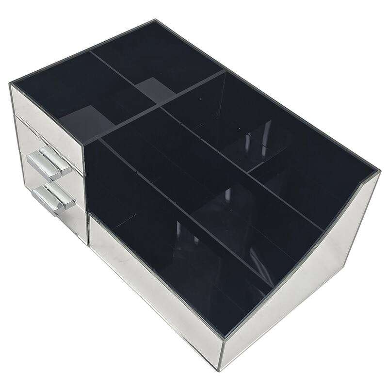OnDisplay Cindy Tiered 2 Drawer Mirrored Acrylic Makeup/Jewelry Organizer for Bathroom Vanity/Desktop