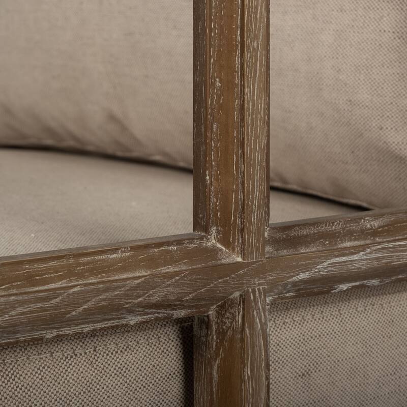 Skylar II Tan Fabric Covered Cushioned Demi-Lune Wooden Frame Accent Chair