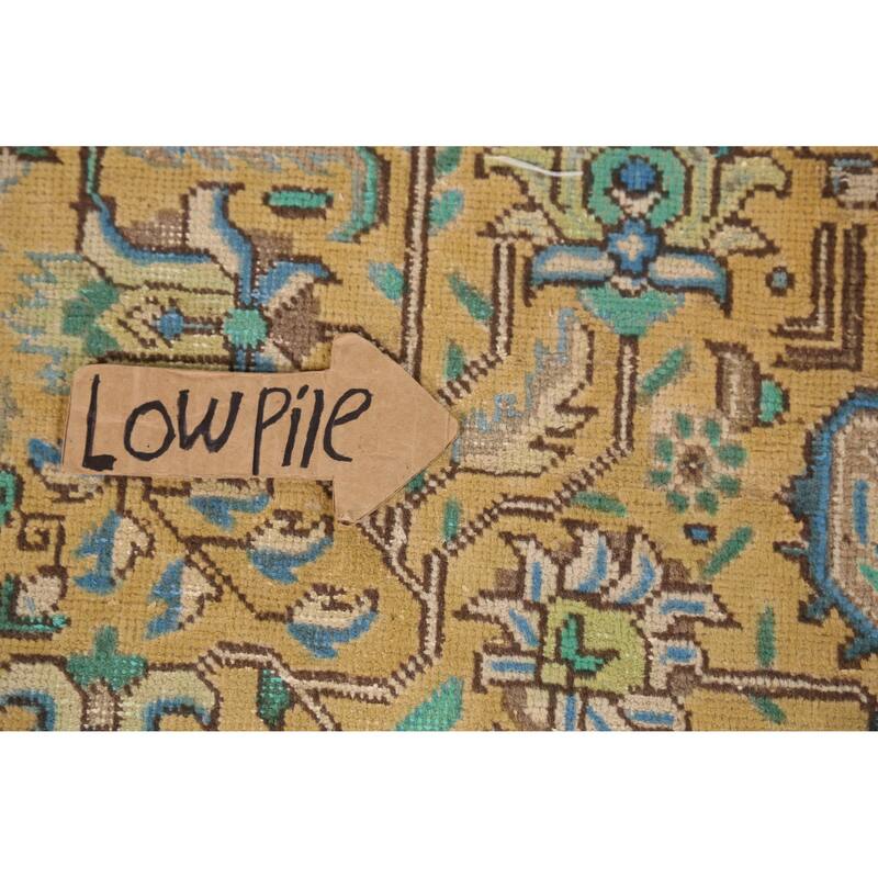 Hand Knotted Oriental 100% Wool Carpet Traditional Medallion Yellow & Gold Tabriz Area Rug - 11' 5'' X 8' 1''