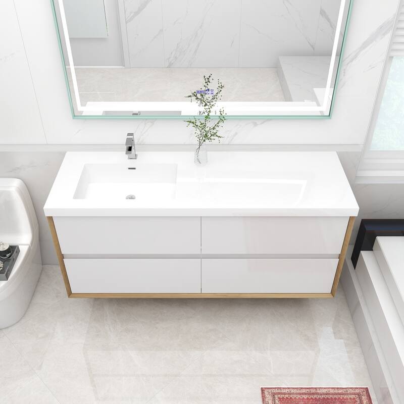 Selina 60" Wall Mounted Vanity with Single Sink on the Left - 60