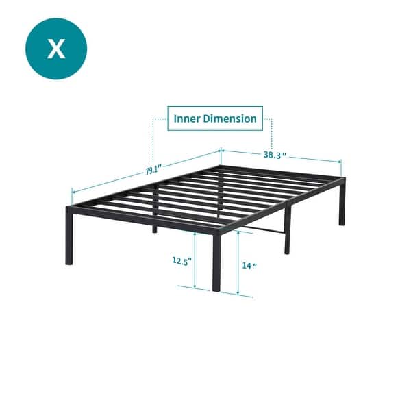 Sleeplanner 14inch Twin XL Platform Easy Assembly Steel Bed Frame