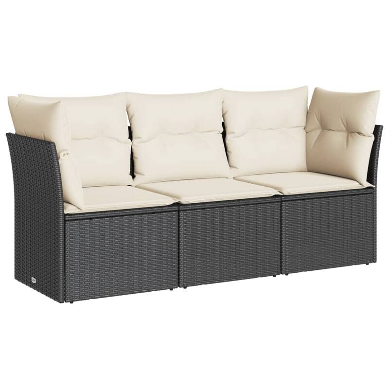vidaXL Garden Sofa Set Black, Cream White - 24.4 x 70.5 x 27.2