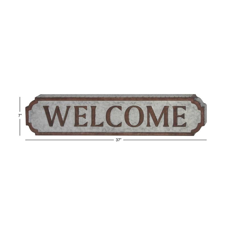 Metal Sign Welcome Wall Decor - Brown - Roche River Decor