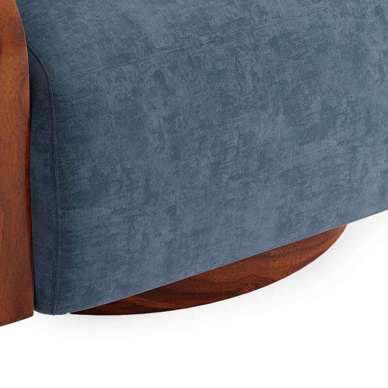 Set of 2 Modern 360° Swivel Accent Barrel Chairs with Wood Arms