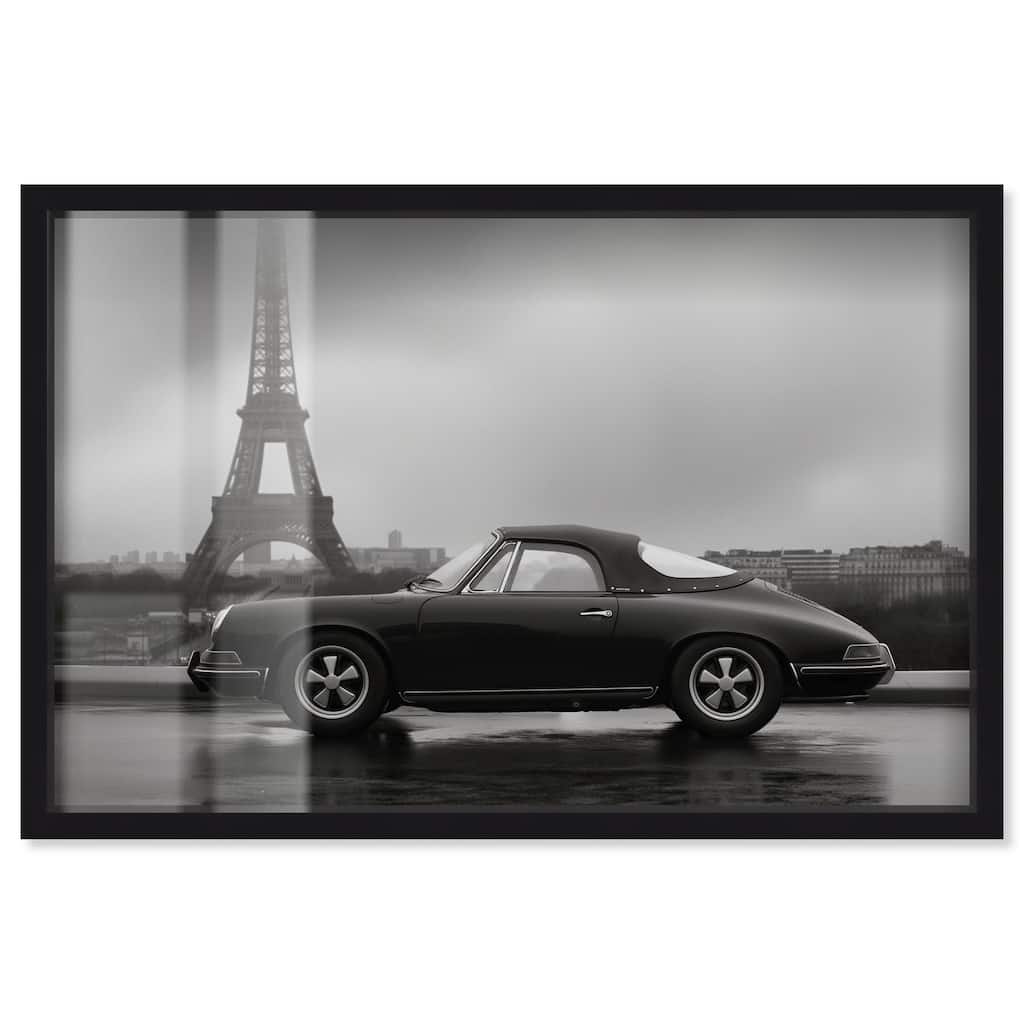 Classic Car and Eiffel Noir Shadowbox by Art Remedy
