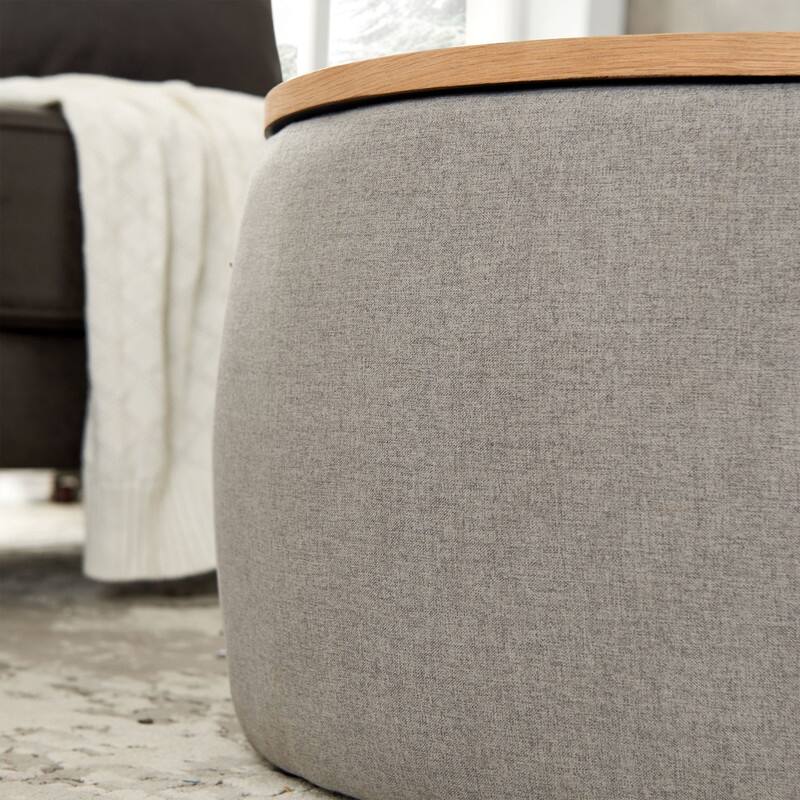 Round Storage Ottoman for End Table