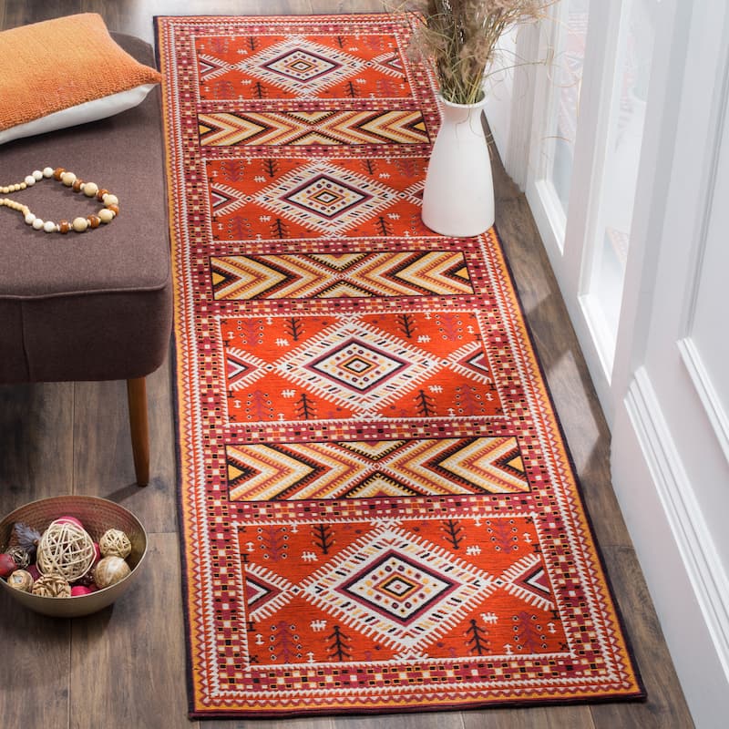 SAFAVIEH Classic Vintage Boho Rozeta Oriental Cotton Rug - 2'3" x 8' Runner - Orange/Gold