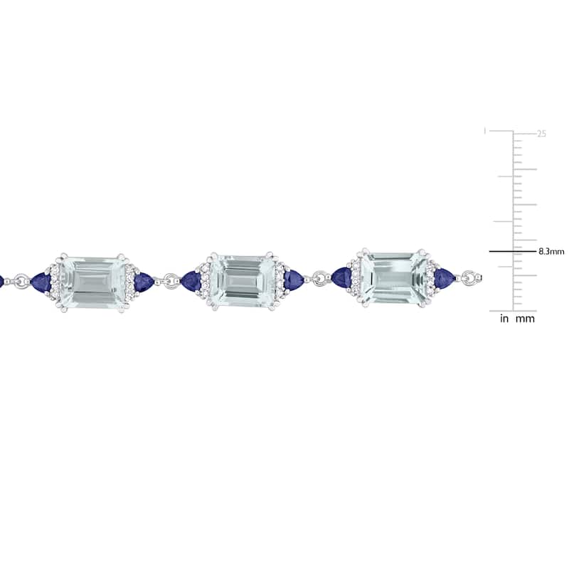 Miadora 19-4/5ct TGW Trilliant-Cut Sapphire Aquamarine 2/5ct TDW Diamond Bracelet 14k White Gold