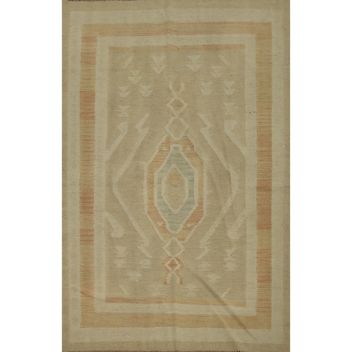 Hand Woven Oriental 100% Wool Carpet Southwestern Tribal Brown Kilim Area Rug - 5' 8'' X 4' 3''
