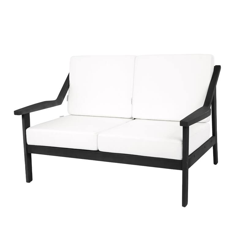 Solid Wood Outdoor Arm Chair Loveseat with Cushion