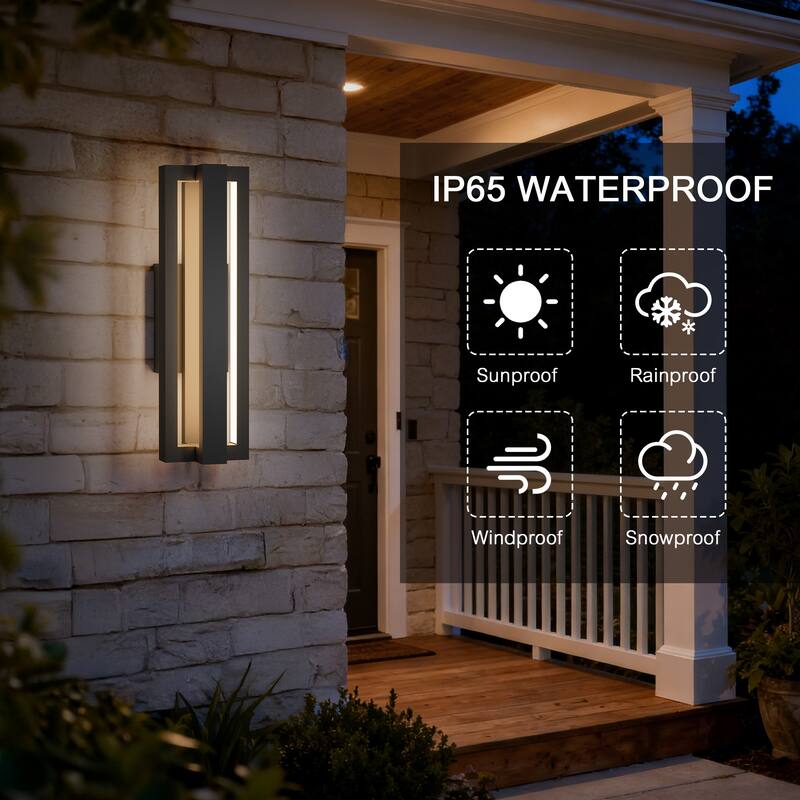 LamQee Integrated Matte Black Aluminum LED Outdoor Wall Sconce 15inch - 1-Pack/15inch