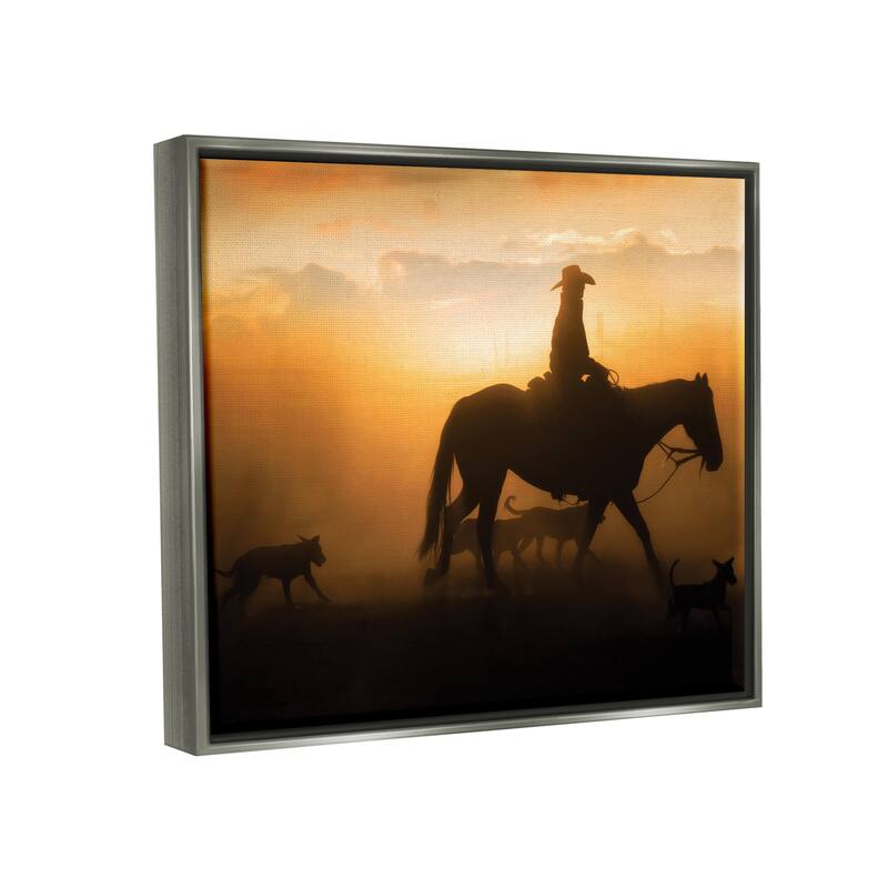 Stupell Western Horse at Sunset Framed Floater Canvas Wall Art Design by PBurchettePhoto
